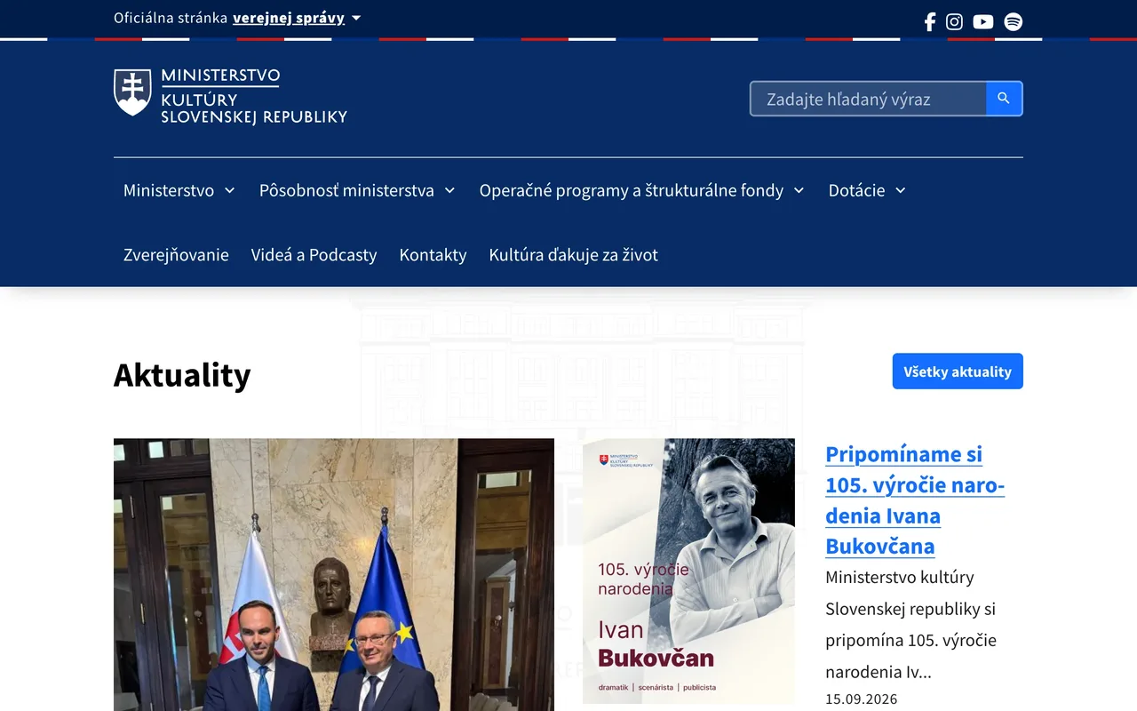 Ukážka projektu Ministerstvo kultúry SR