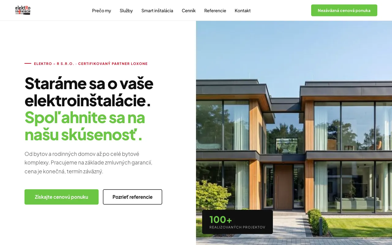 Ukážka projektu superelektrika.sk